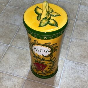 Vibrant Yellow and Green Pasta Canister